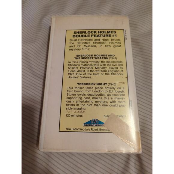 Rare Sherlock Holmes Double Feature #1 VHS Tape Secret Weapon Terror by Night - Picture 2 of 3